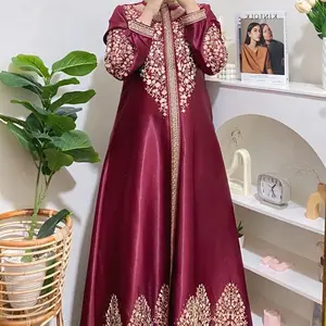 gamis syakila bordir mewah elegan dengan motif timbul