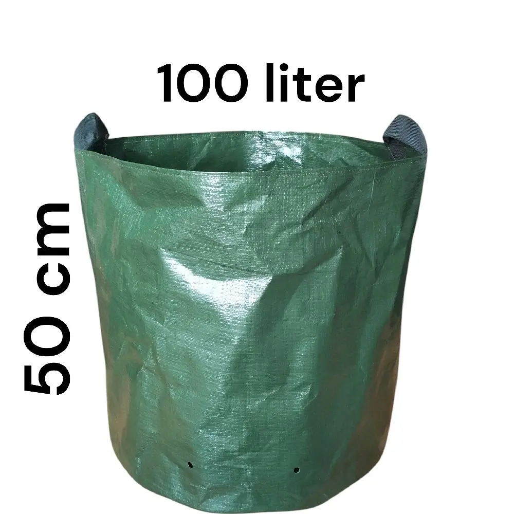 Planter Bag Silinder Hijau 100 Liter HDPE Murni dengan 2 Handle untuk Kebutuhan Tanaman Anda
