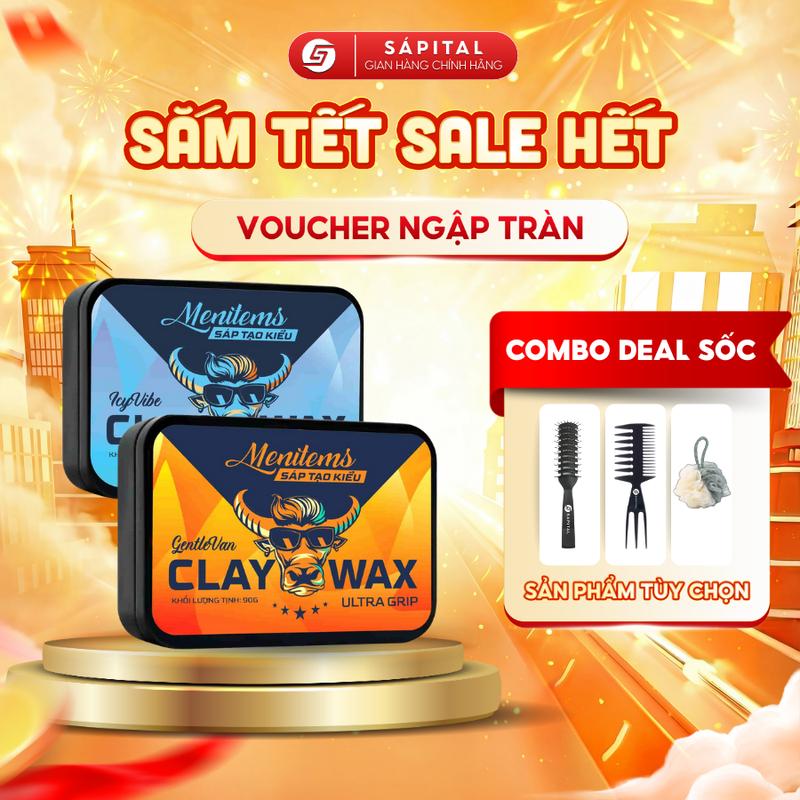  Sáp vuốt tóc Menitems Clay Wax Ultra Grip 90G - Sáp vi tinh thể giữ nếp tới 12H kiềm dầu hương nước hoa nam tính phù hợp mọi chất tóc 