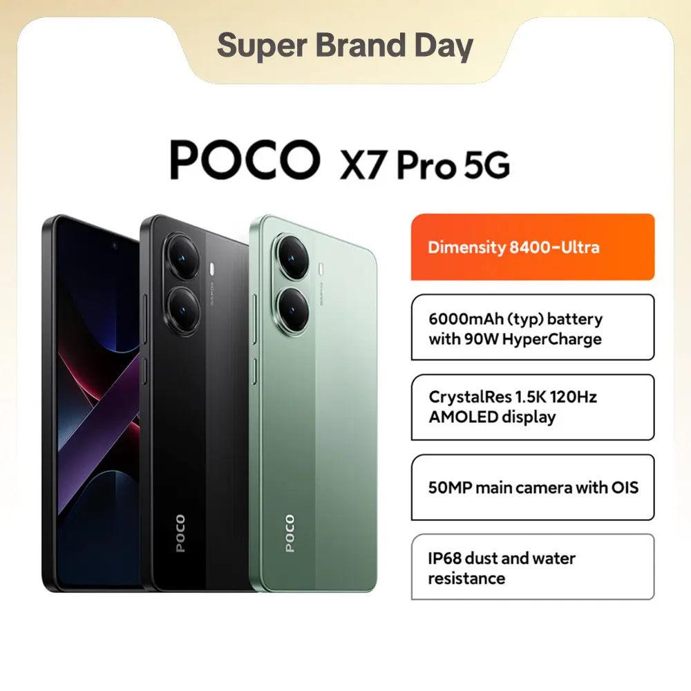 POCO X7 Pro 5G | Dimensity 8400-Ultra | 6000mAh (typ) battery with 90W HyperCharge | CrystalRes 1.5K 120Hz AMOLED display [Official Store]