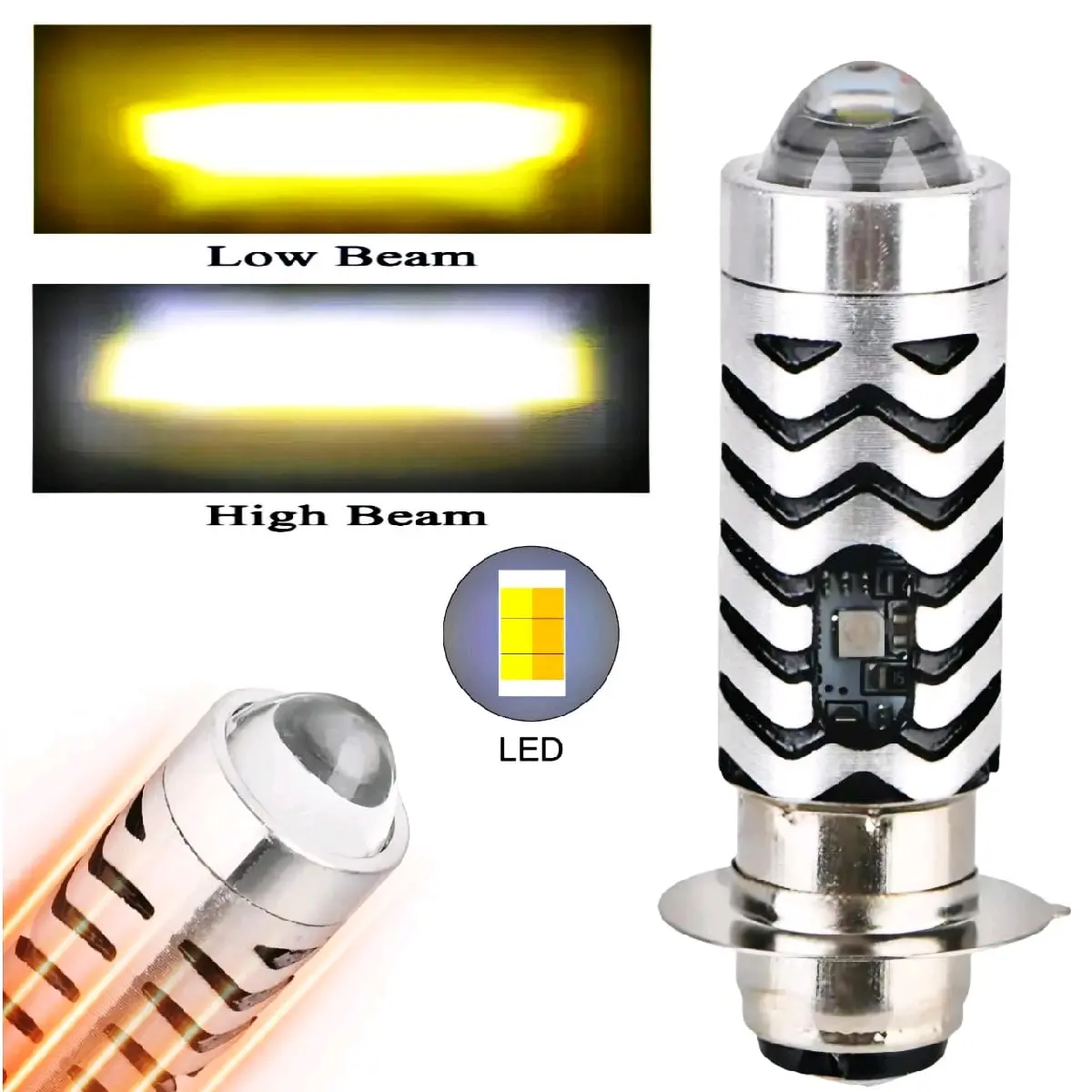 Lampu LED Depan Laser H6 2 Warna Cahaya Fokus AC/DC Terbaru untuk Motor Bebek Matic - Motorcycle