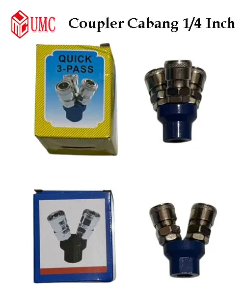 Quick coupler Cabang 2 way & 3 Way Sambungan Selang Angin 2 3 Cabang kopler connector