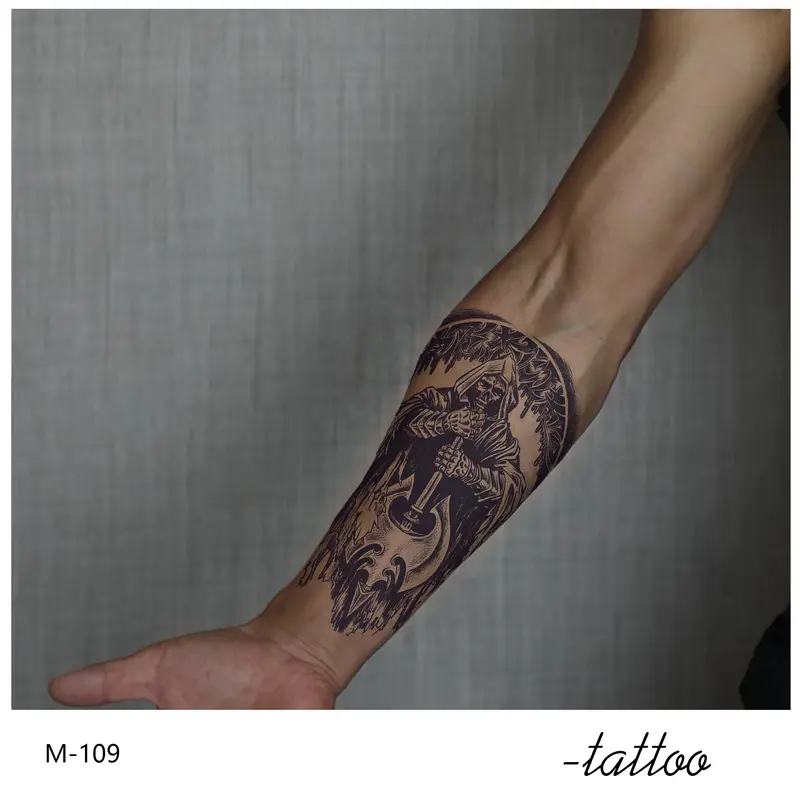 ZOAR-Y30 Stiker Tato Temporary Semi Permanen【Kombinasi kematian】Tahan lama Tattoo menempel dekorasi seni untuk pria dan wanita 2
