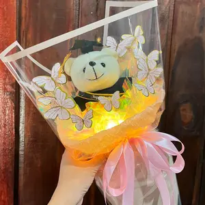 buket boneka mix kupu kupu led, korean style kado ultah & wisuda (free packing)