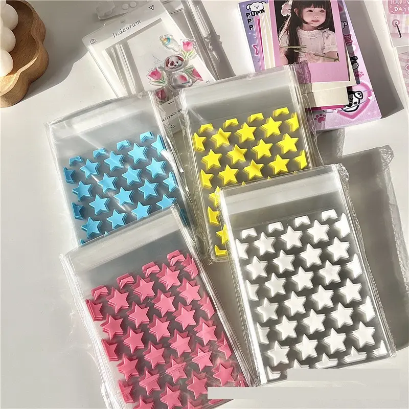 Plastik Photocard Star Sleeve 1 Pack Lucu Untuk PC Kpop Aksesoris Mini Motif Bintang Isi 50 LEMBAR Biru Kuning 3