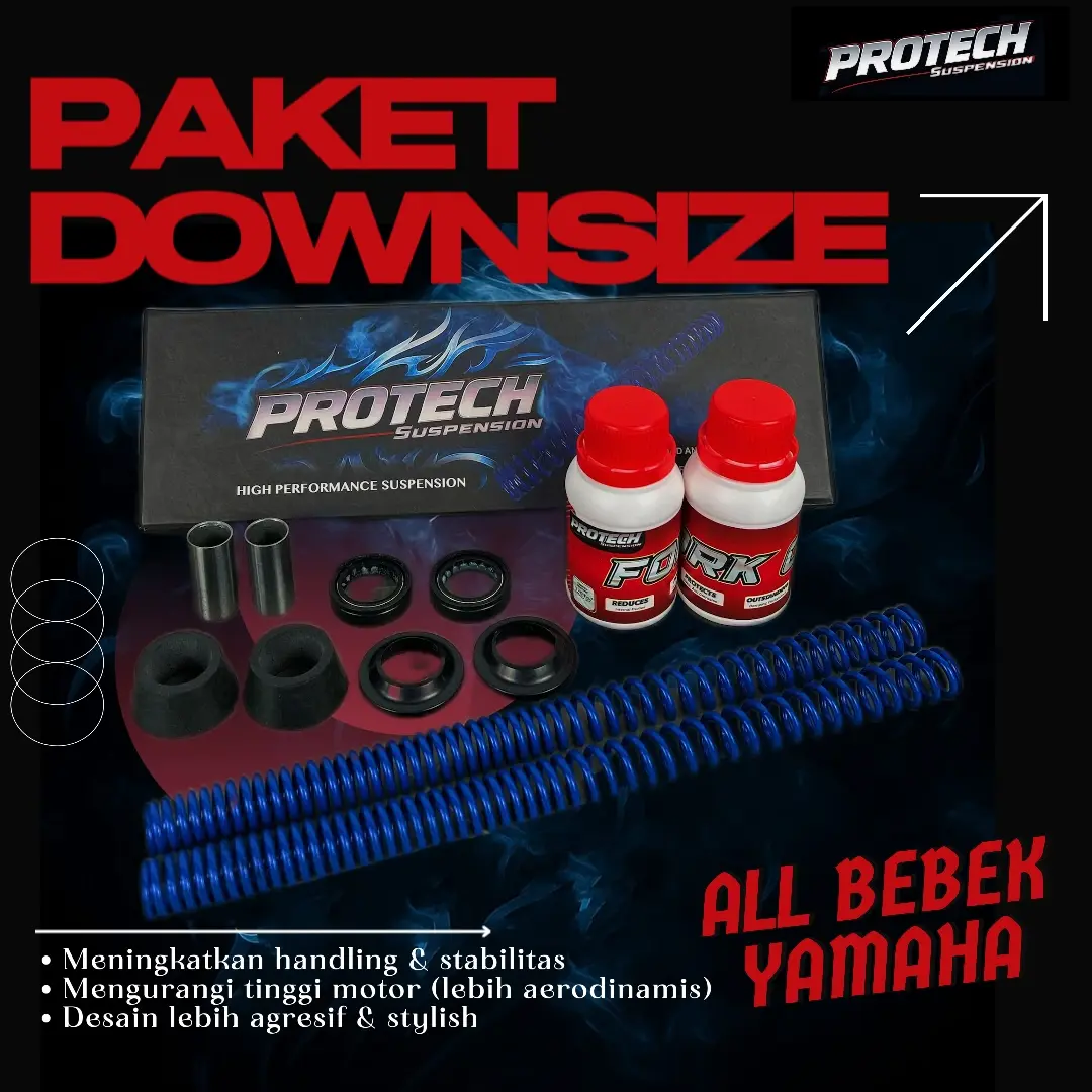 PRO04 DOWNSIZE ALL BEBEK YAMAHA (1 PAKET LENGKAP ISI 6 PCS) LOWRINGKIT PAKET DOWNSIZE SHOCK DEPAN UNTUK SEMUA VARIAN ALL BEBEK YAMAHA