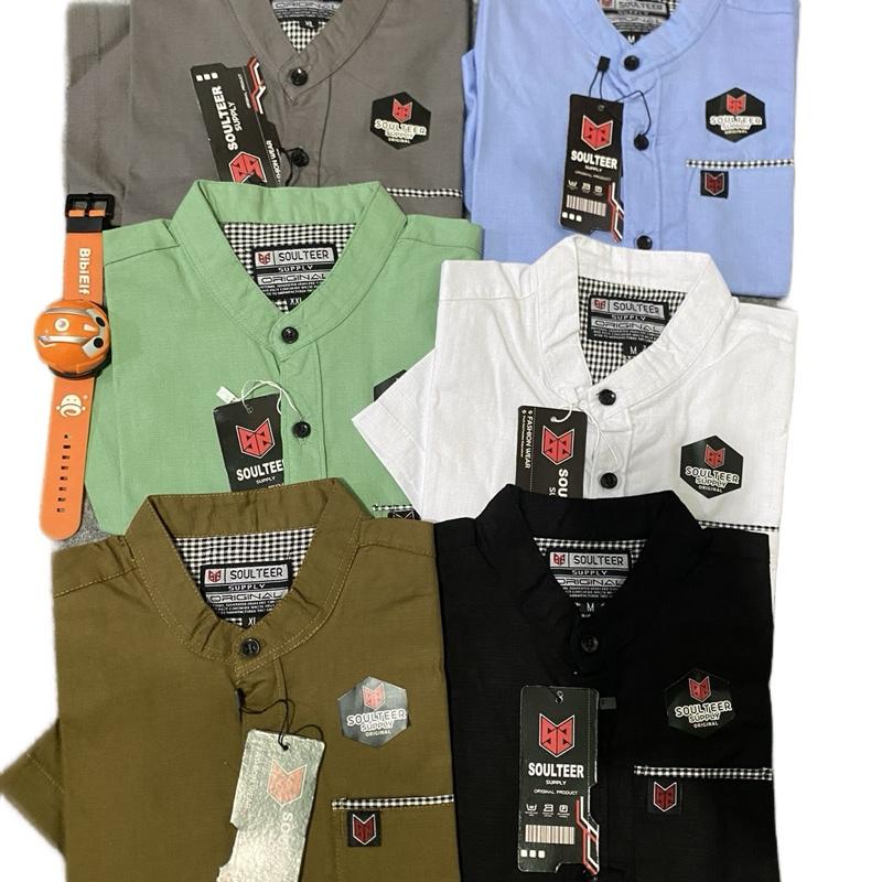 Kemeja Polos Anak Laki-laki Lengan Pendek Usia 3-12 Tahun Kain Katun Cigaret Premium Best Quality Fashion Baju 1