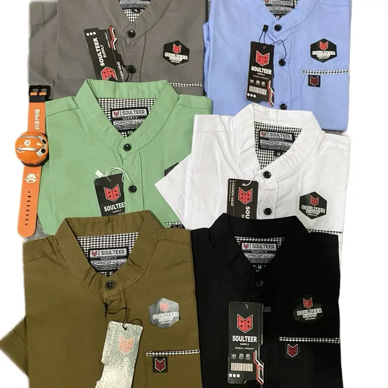 Kemeja Polos Anak Laki-laki Lengan Pendek Usia 3-12 Tahun Kain Katun Cigaret Premium Best Quality Fashion Baju 0