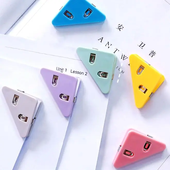 Multifunctional transparent corner clips, triangular file folders for test papers and books, stationery, A4 paper, ticket storage and organization clips 2
