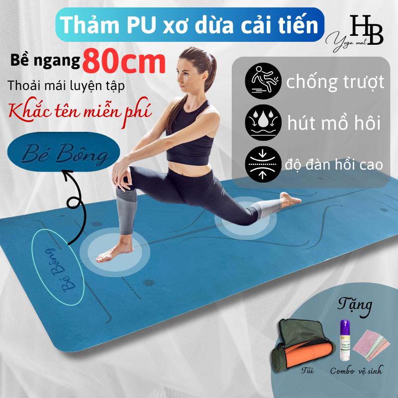 Thảm tập yoga chống trượt cao cấp chất liệu pu xơ dừa cải tiến tăng độ bám cải thiện độ bền thấm hút tốt kích thước 68x185cm giúp người tập thoải mái tập luyện đế cao su dày 5mm đàn hồi và êm ái hơn Sport