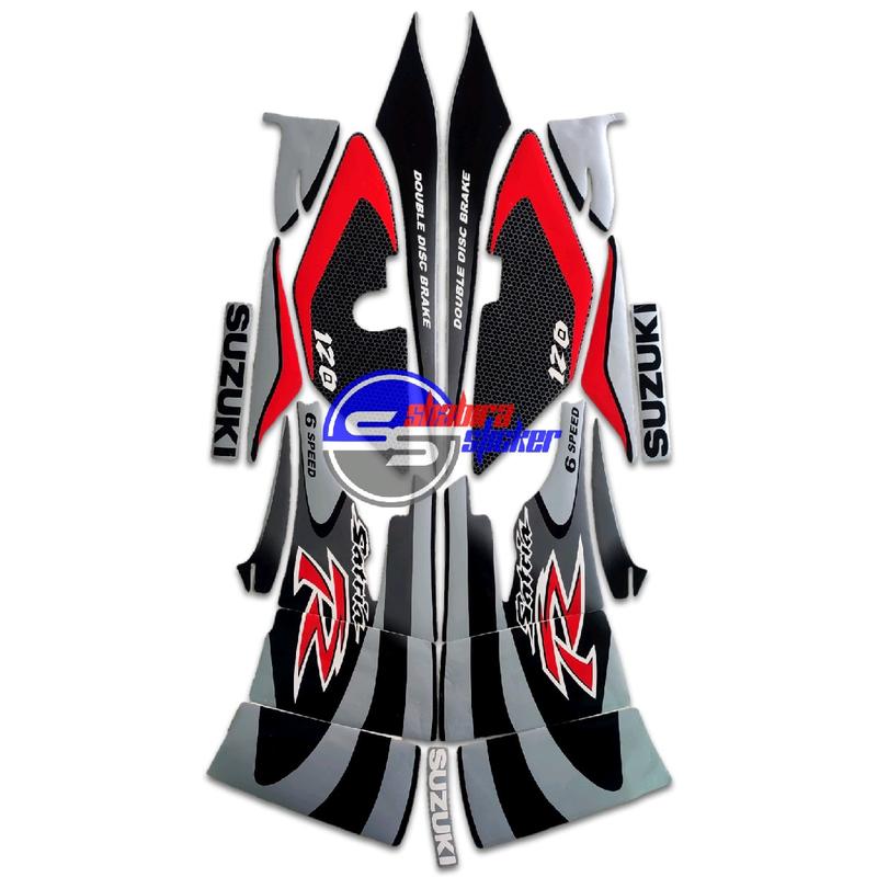 Striping Stiker Motor Suzuki Satria 120R Lumba 2002 2003 Silver Hitam Fullset Motorcycle 1
