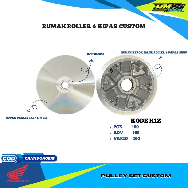 ￼rumah roller bubut custom pcx 160 vario 160 kode K1Z rumah roller bubutan sudah kerok jalur roller pulley racing