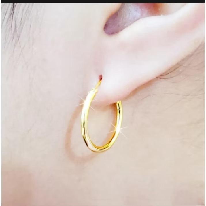 PH48 Anting Gipsy Bulat Polos Anting Fashion Wanita 2