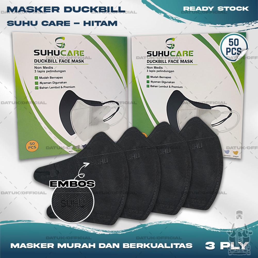 SUHUCARE Masker Duckbil 3Ply isi 50Pcs Warna Hitam Black Duckbill - DBSUHU3P HITAM