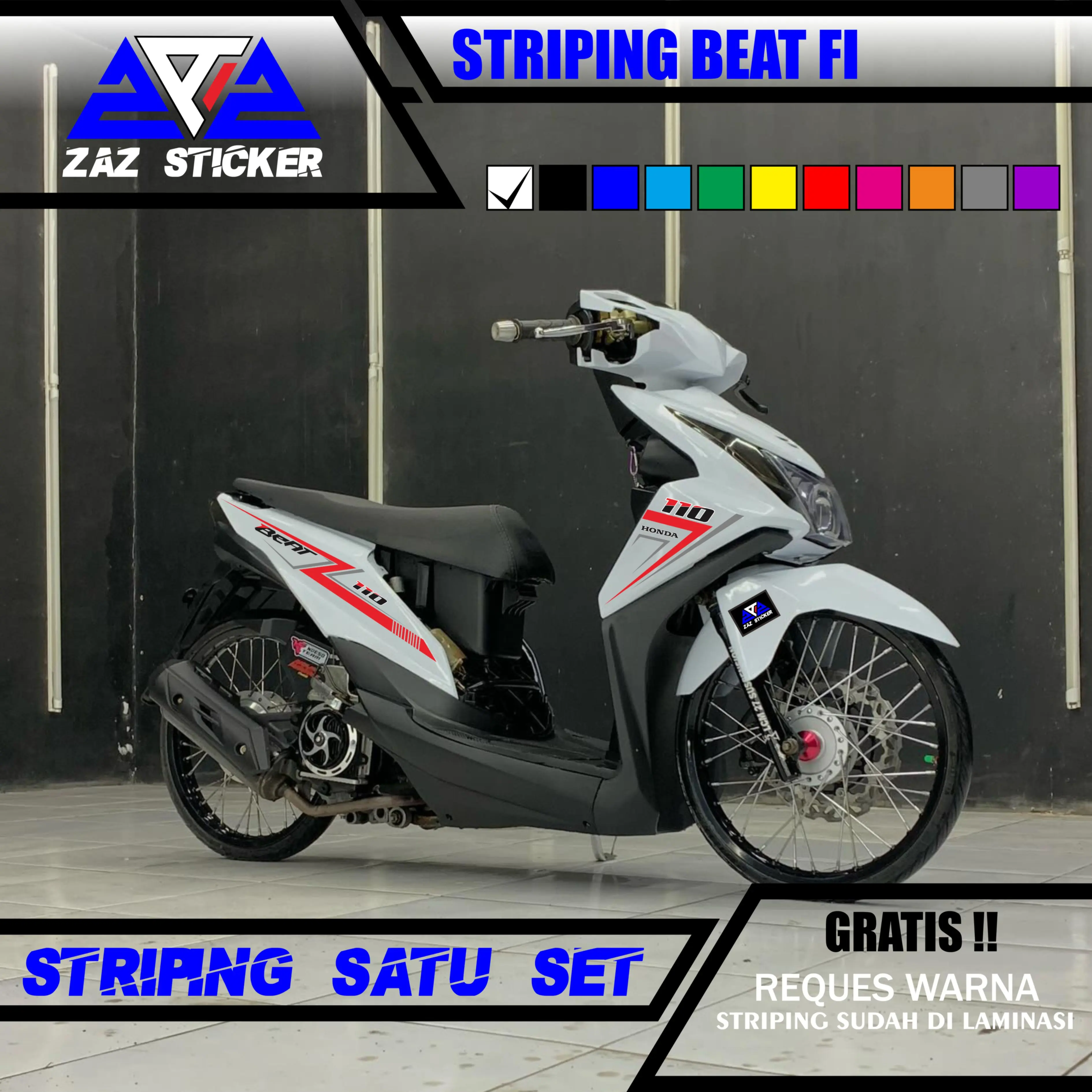 Alzaa Sticker Striping Beat Fi Design Motif 8