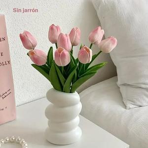 Set de Tulipanes Realistas, Decoración de Flores Artificiales para el Hogar, Perfecto para Aniversarios y Día de San Valentín, Sin Florero Incluido, Diseño Elegante