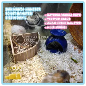 Hamster Jambi Pupuy Bak Mandi Hamster Toilet Hamster Natural Warna Kayu Tekstur Halus Aman Multi Fungsi Size M dan L Gratis Ongkir