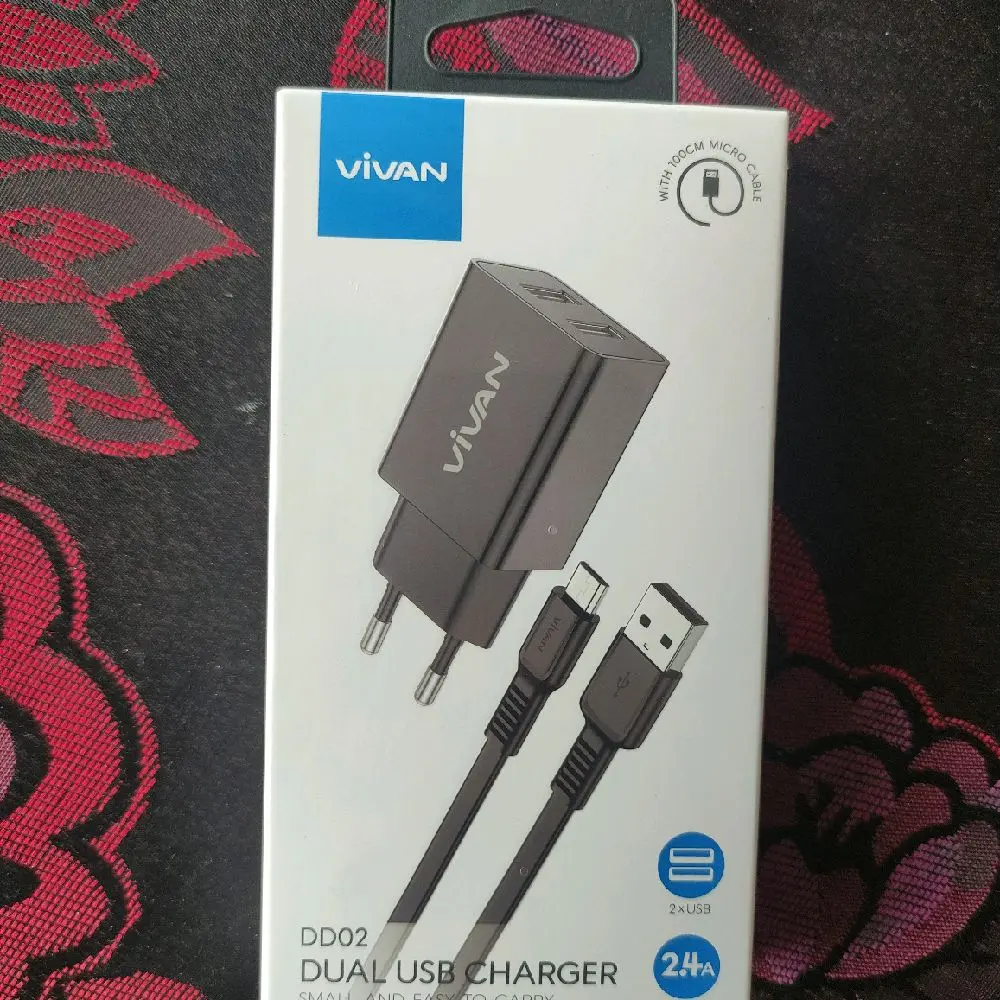 Vivan Charger DD02 12W Dual Port Fast Charging dengan Kabel Micro USB Kompatibel untuk Apple Android & Perangkat Game
