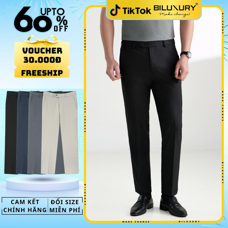 Quần âu, quần dài tây nam Biluxury V3 chất vải xịn, co dãn, chuẩn form Menswear thanh lịch Đen QAUB/ QAVB