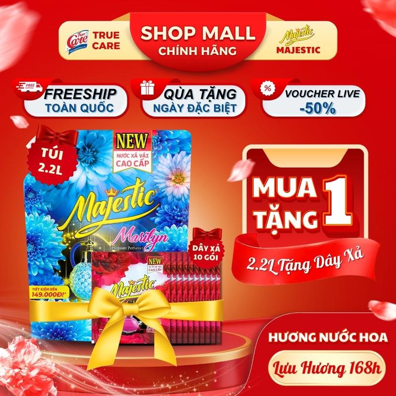   MUA 1 TẶNG 1  1 Túi Nước Xả Vải Majestic 2.2Kg Tặng 1 Dây Nước Xả Vải Đỏ Glamour 10 gói 20gr 