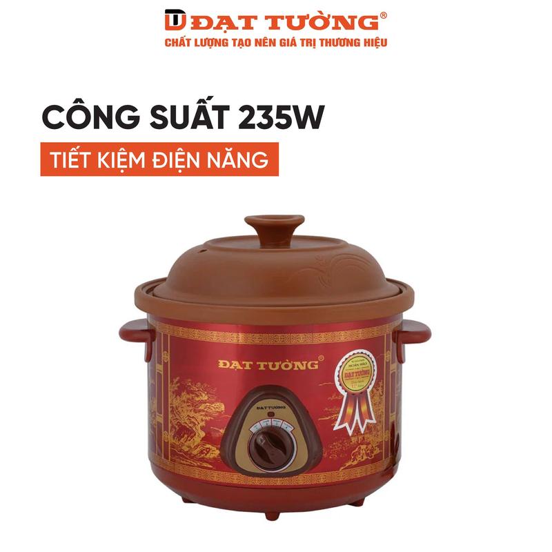 [GỐM] NỒI NẤU CHẬM ĐẠT TƯỜNG DTSC-2.5G Công Suất 235W Tiết Kiệm Điện Năng Dung Tích 2.5L Ruột Gốm Màu Đỏ Nâu Bảo Hành 12 Tháng #noikhoca #noikhocagomsu