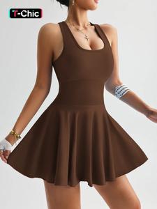 Vestido tipo tank deportivo de cuello cuadrado para mujer, vestido ajustado sin mangas casual y deportivo para yoga y entrenamiento en el gimnasio, ropa deportiva para damas para todas las estaciones, vestidos para mujeres