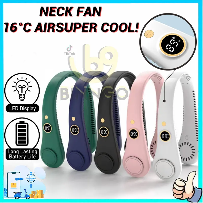 Portable Kipas Mini Fan Kipas Leher Neck Fan Usb Rechargeable 360 ° Bladeless Fan Kipas Leher