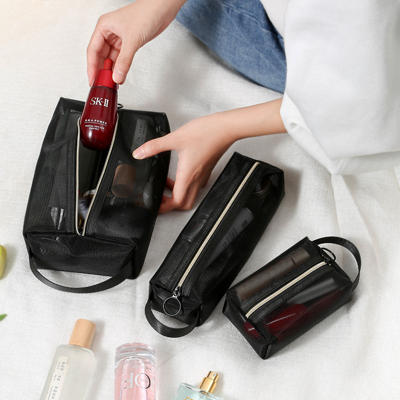 Túi Lưới Đựng Mỹ Phẩm Cầm Tay Thiết Kế Đơn Giản, Thích Hợp Cho Đồ Vệ Sinh Gia Đình, Có Khóa Kéo, Túi Sắp Xếp, Có Thể Đựng Son Môi, Cọ Trang Điểm Và Các Dụng Cụ, Gói Nam Da Bag Nhung Kem 0