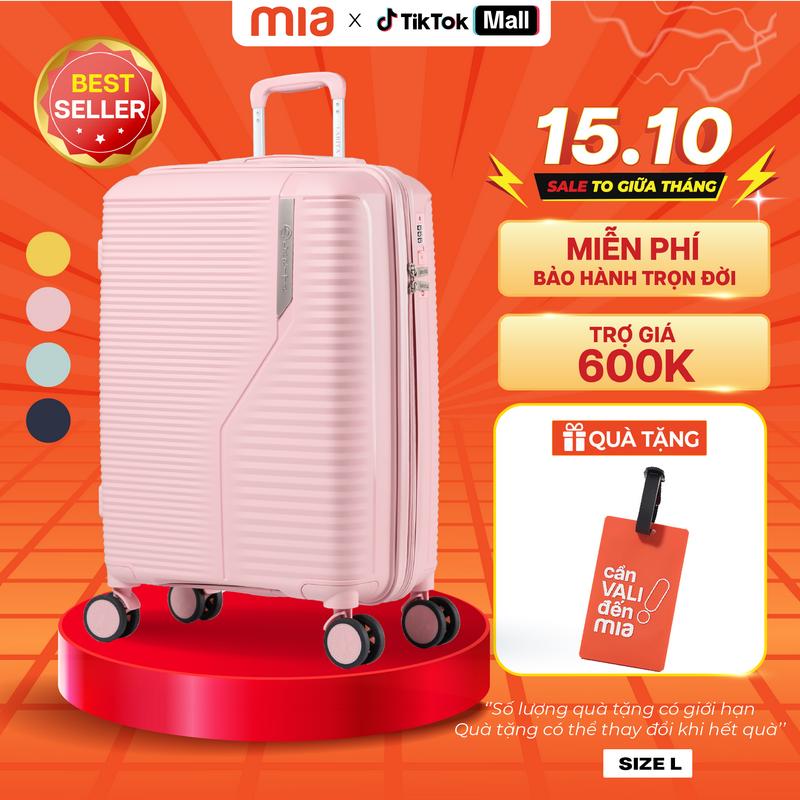 [RẺ HƠN HOÀN TIỀN] Vali Kéo MIAvn Larita GIN Size L Nhựa PP Bền Bỉ, Hạn Chế Bể Vỡ, Khoá Số An Toàn, BH Trọn Đời