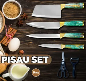 Kitchen knife Set 6in1 Pisau Dapur Set isi 6 pcs Kitchen Knife Set Tidak Lengket Sangat Tajam Pisau  ramadhan package mewah Kitchenware