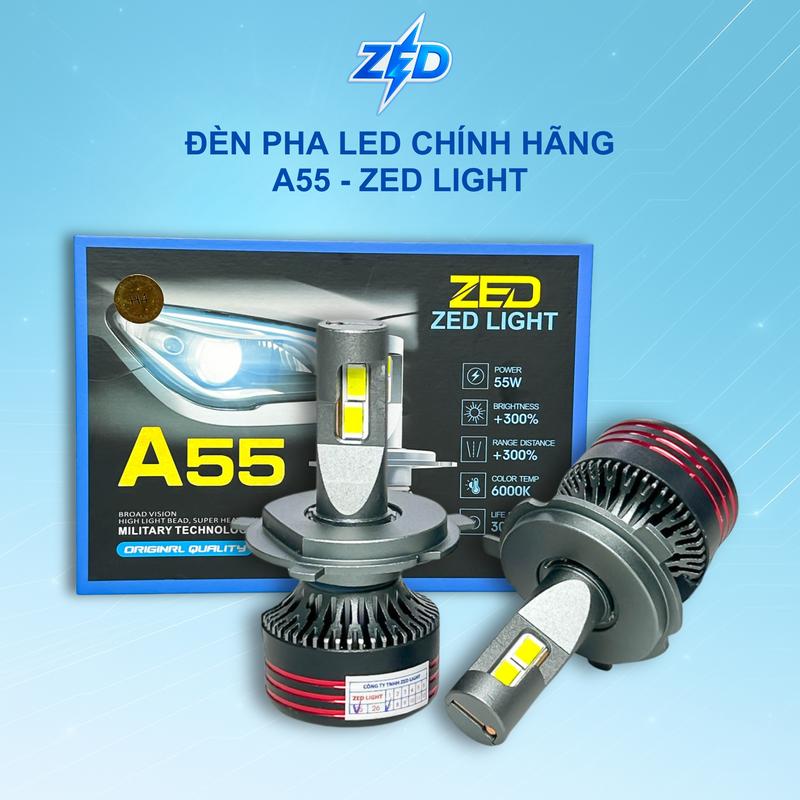  Đèn Pha LED A55 ZED LIGHT - 55W Chiếu Xa Trên 150m Bật Pha Giữ Cos Chuyên Lắp Xe Tải Oto Xe Máy Chân H4 H7 H11 9005 - Phụ Tùng 