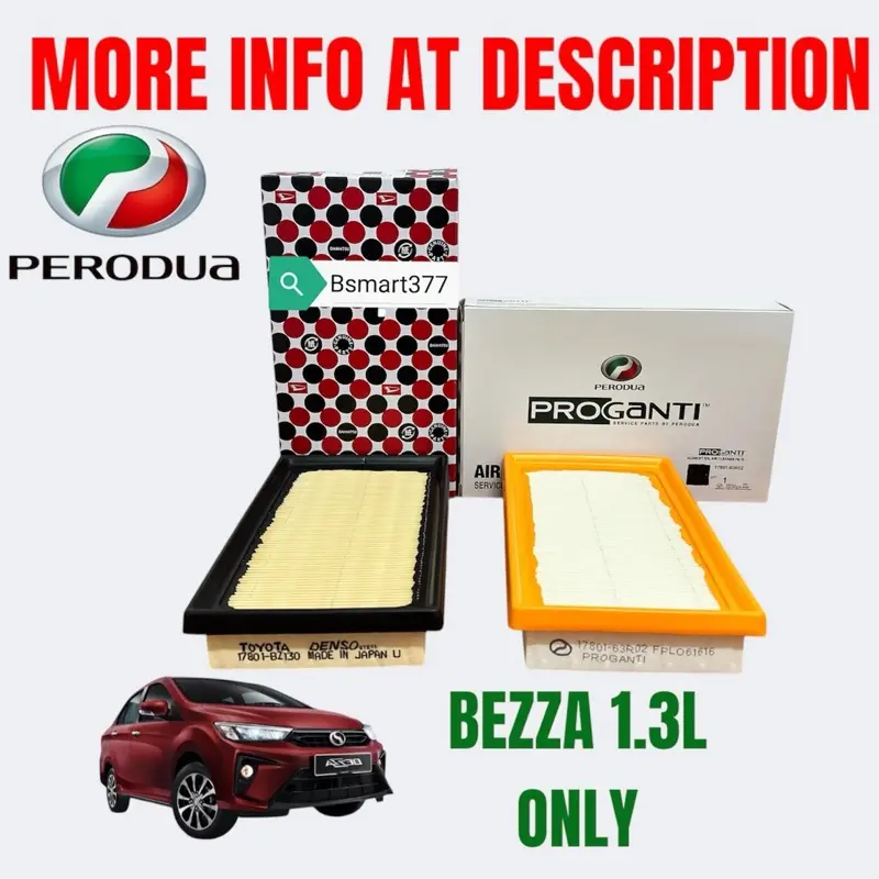 READY STOK Perodua engine air filter bezza 1.3l all model 17801-63r02/17801-bz130 daihatsu proganti enjin air filter