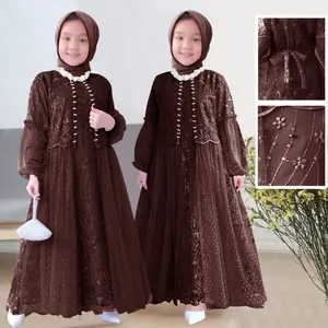 KID RAFIKA Gamis Anak Perempuan Brukat Onde Bordir Cantik Tile Mutiara Nyaman - Kondangan Kombinasi