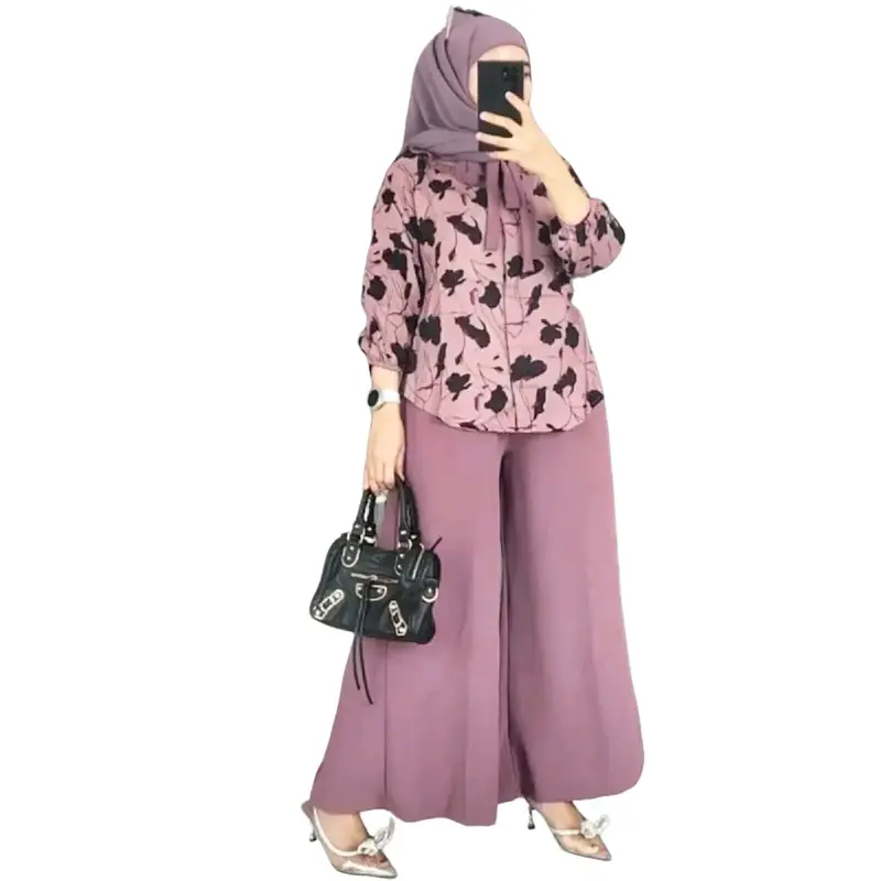 One set rayon premium setelan wanita atasan bawahan kulot busui kerja santai all size ld 110 Muslim Nyaman 0