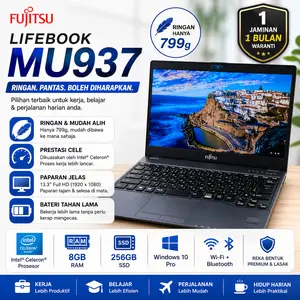 [Pre-owned] Laptop Fujitsu Futro MU937 Intel Celeron Ram 4/8G SSD 128/256GB bekas Jaminan  Murah Laptop untuk belajar, kantorMulus Siap Pakai  Garansi Siap Pakai  Cocok Kerja & Belajar Stok Terbatas Laptop Bisnis Lancar Zoom & Office  Siap Sekolah