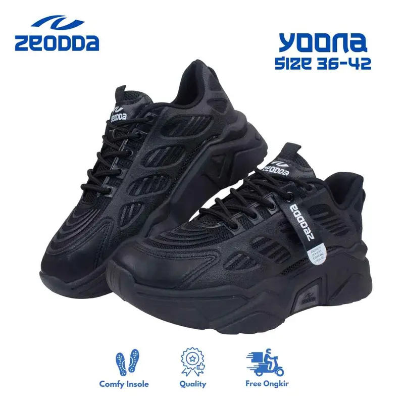 Zeodda Yoona V2 Sepatu Sneakers Wanita Casual Shoes Olahraga  - Full Pink - Karet, Black 1031 7