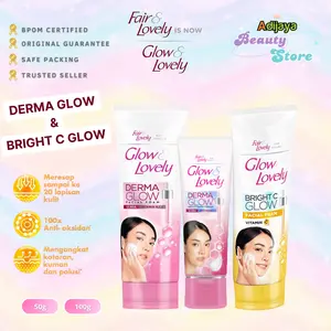 Glow & lovely - Sabun Mencerahkan Muka - Pencuci Muka Dengan Multivitamin Pencerah 50g 100gr | Bright C Glow Facial Foam Sabun Cuci Muka