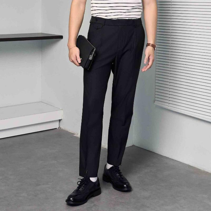 Quần tây nam đai cài lệch hiện đại 360 Boutique quần âu nam vải Tuytsi cao cấp QATTK603 kaki