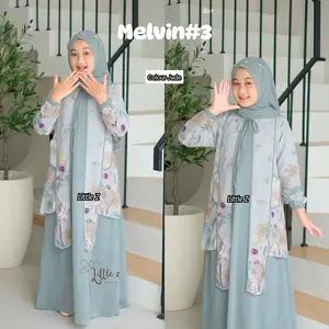 Gamis Anak Premium Ceruty Babydoll Premium 5-12 Tahun Melvin Gamis Set Muslim Nyaman Lembut Dress Baju Lebaran Syari Mewah Panjang