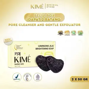 [BUY 1 BOX GET 2 BATANG] KIME LUMINIZING JEJU BRIGHTENING SOAP - Sabun batang pemutih badan dan wajah dengan volcanic ASH
