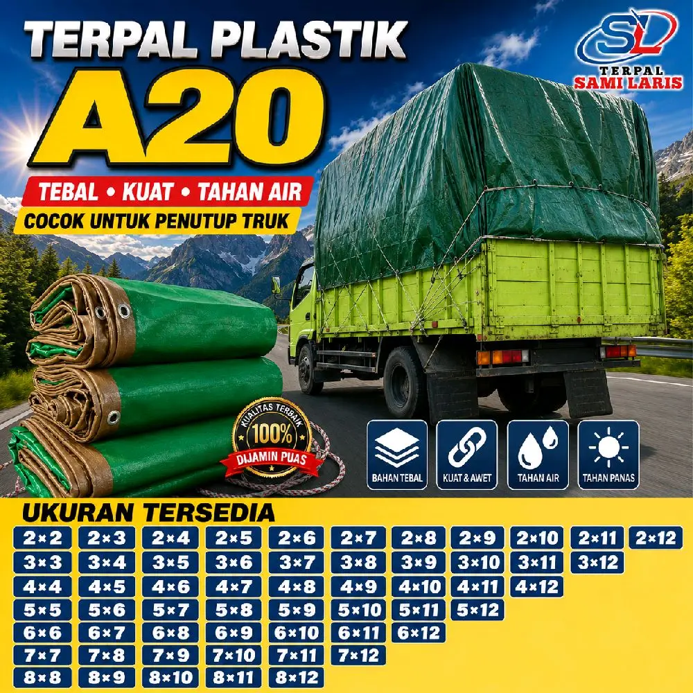 TERPAL Korea Tipe A20 SUPER UV SUDAH WATERPROOF COCOK BUAT PENUTUP TRUK DAN TENDA Bahan Premium Tahan Panas Matahari Dan Air Hujan Ukuran 2x2 2x3 2x4 2x5 2x6