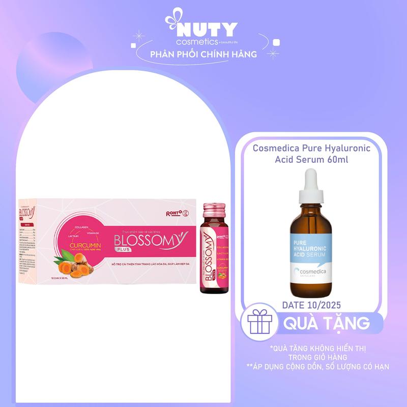 [Tặng serum cosmedica DATE 10/2025] [Mẫu Mới] Nước Uống Giúp Bảo Vệ Sức Khỏe Blossomy Blossomy Curcumin & Collagen (50mlx10) 0