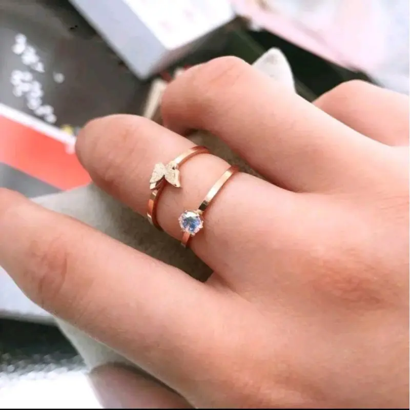 Cincin Titanium Model Kupu Kupu Trendy dan Elegan - Rings Couple Perempuan Perhiasan 1