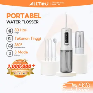 ALLTOU Water Flosser Portable Dental Floss Semprotan Gigi Elektrik Oral Irrigator USB Pembersih Gigi Perawatan Mulut