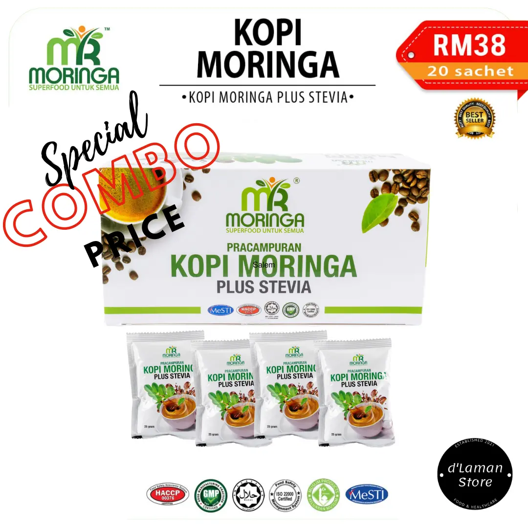 Kopi MR Moringa Oleifera Tanpa Gula Putih dengan Pemanis Stevia - Coffee without sugar