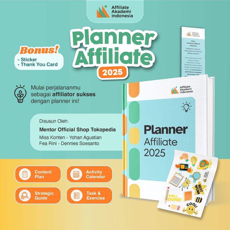 Planner Book Buku Journal Jurnal Resolusi Agenda 2025 Affiliator by Fea Rini, Miss Konten, Koh Dennies dan Yohan Agustian Affiliate Akademi 0