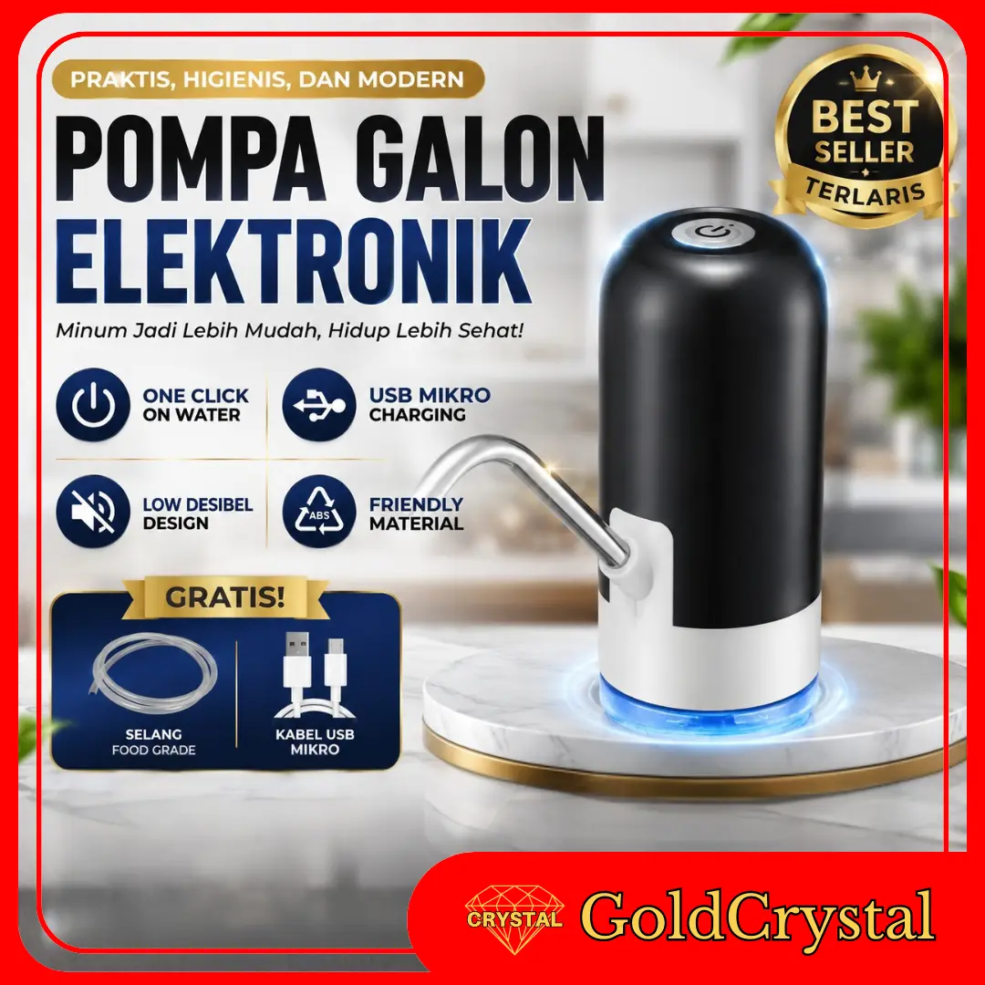 SIVITECH Pompa Galon Elektrik Portable Isi Ulang Rechargeable Stainless Steel ABS & Silikon Food Grade DC 5V 1A Lampu LED Best Seller - Air
