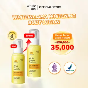[100ml] WHITE INC AHA Body Lotion to Whitening & Moisturising | Hand Body Lotion Pencerah Mencerahkan Melembabkan Sebagai Body Booster |  Arbutin, Glycolic, Niacinamide