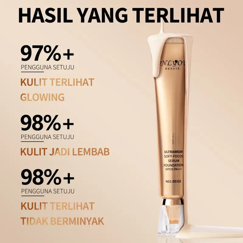 【BPOM Certification】ONLYOU PAKET ONLYOU Serum Foundation Cair Menyamar Noda+ ONLYOU Sunscreen Cream Isolation Makeup Primer 3-in-1 Tabir Surya COD【Sunscreen*1+Foundation*1+PUFF*1】 Bibir Waterproof【COD】 3