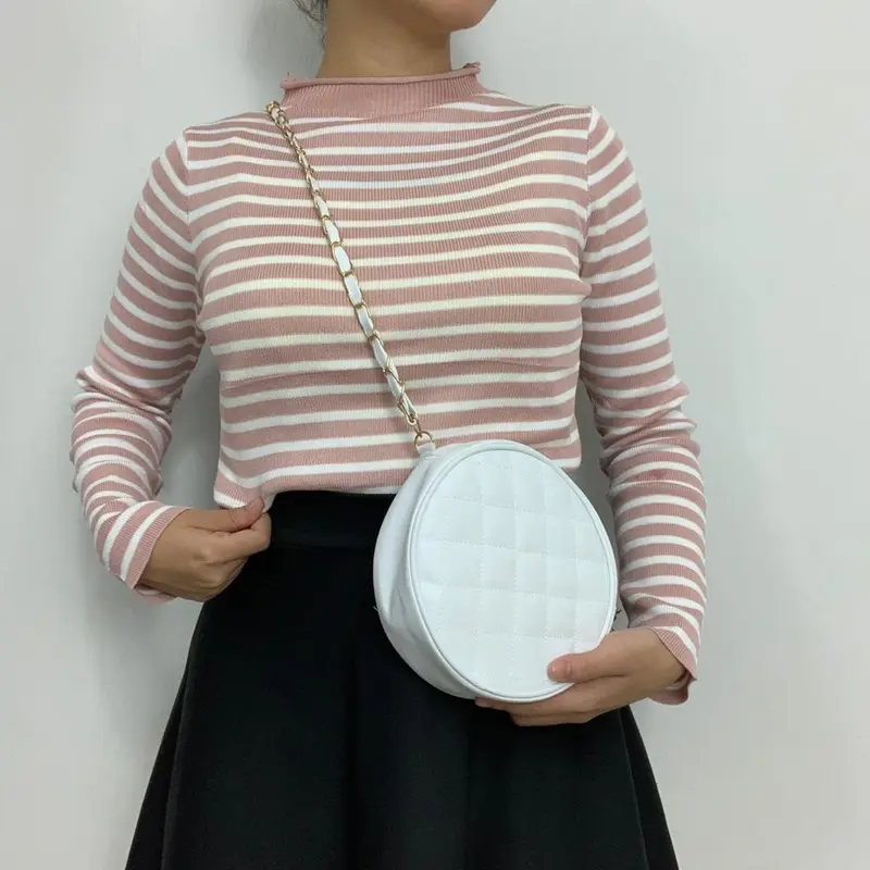 AJW [TM] Inner Rajut Turtleneck Lengan Panjang Model Terbaru | Dalaman Hijab | Atasan Wanita Rajut | Baju Stripe Fit Tangan Panjang | Top High Knitwear 3